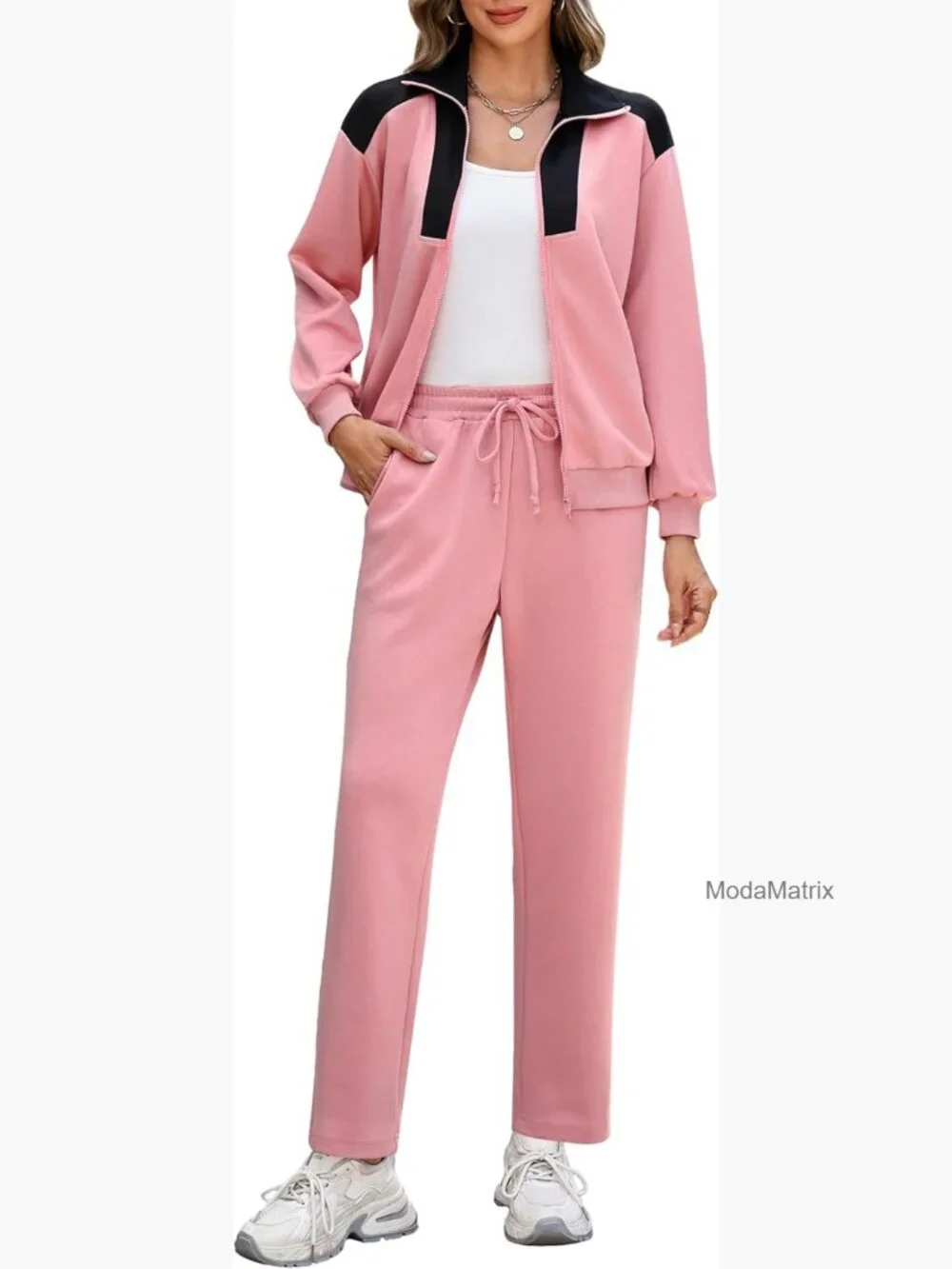 Women's 2 Piece Lounge Set Sweatshirt Wide Leg Sweatpant Tracksuit Matching Set